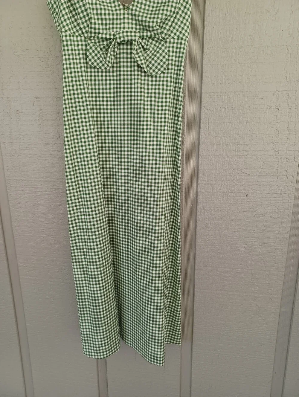 Kate Spade Mini Gingham Bow Midi Dress Size 4 Cotton Blend V Neck Sleeveless